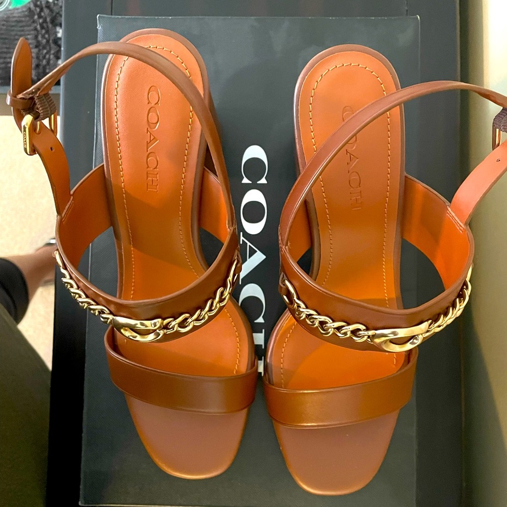 Size 11 Coach Saddle Color Sandals.